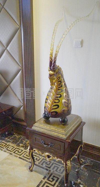 羚羊角欧式工艺品摆件 自然野性与古典优雅的交融